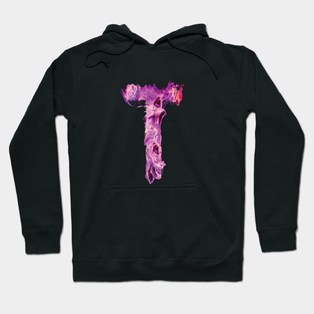 Colorful Painted Initial Letter T Hoodie by Artifyio
